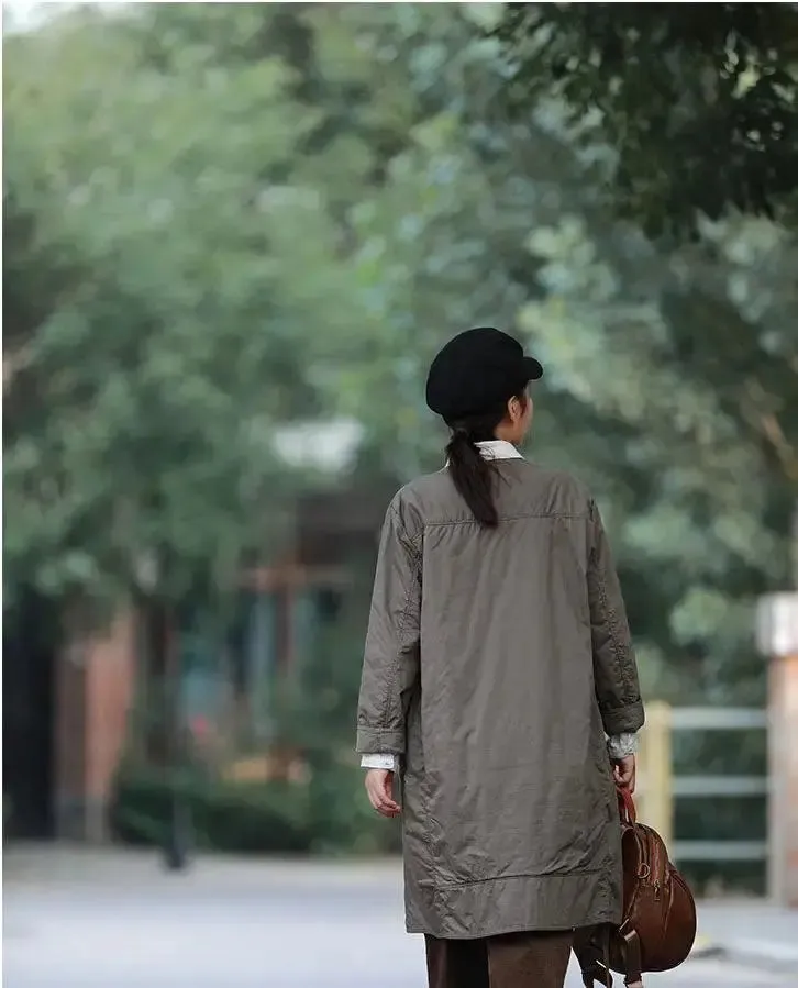 Jacket for Fall Cozy Lightweight Cotton Midi Coat and Winter