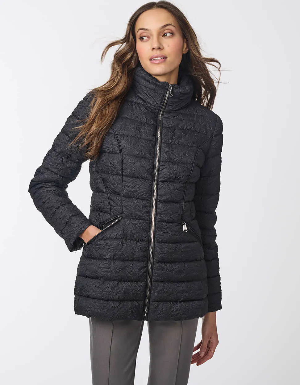 Jacquard Print Puffer Jacket