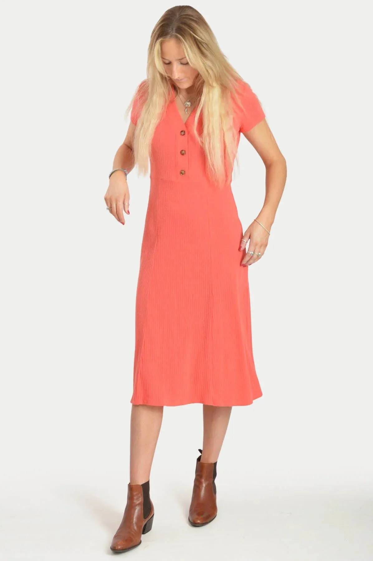 Jersey High Waist Midi Dress