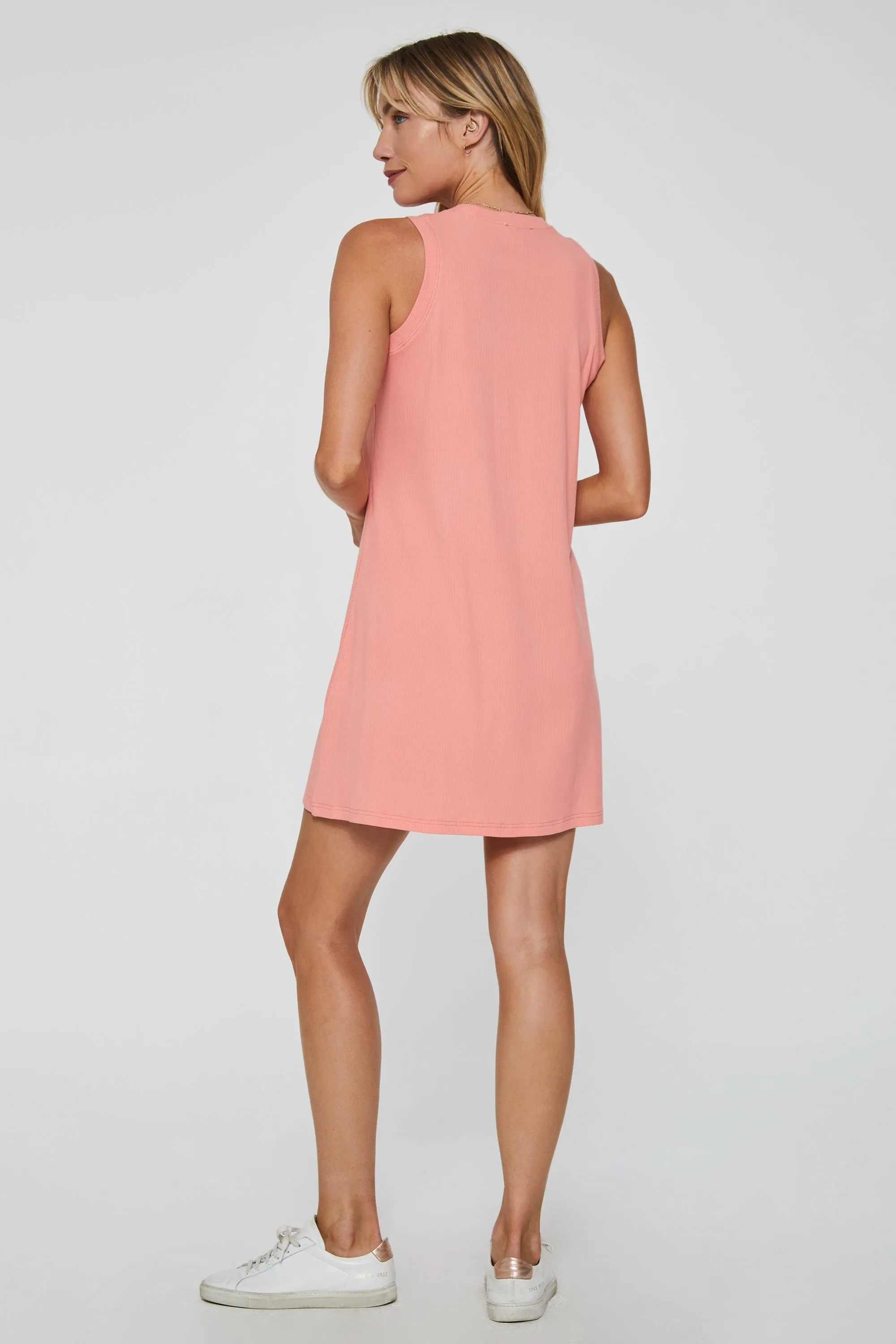 JUSTINE RIBBED DRESS BURNT CORAL