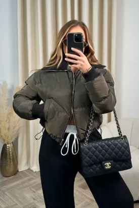 Kelsey khaki cropped puffer