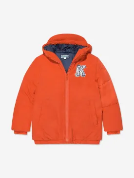 KENZO Boys Logo Puffer Jacket in Orange