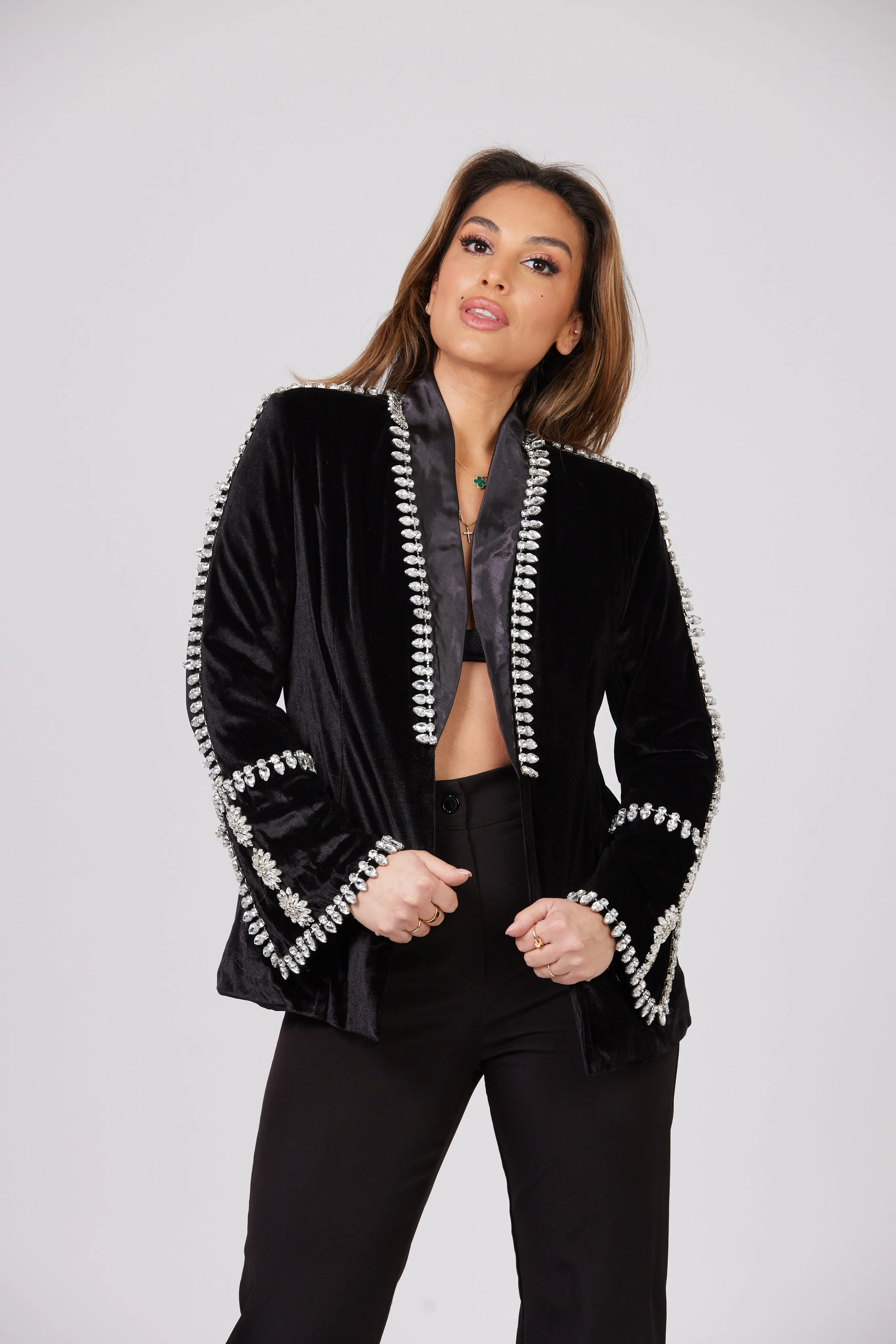 LA MIRAGE RHINESTONES EMBELLISHED BLAZER