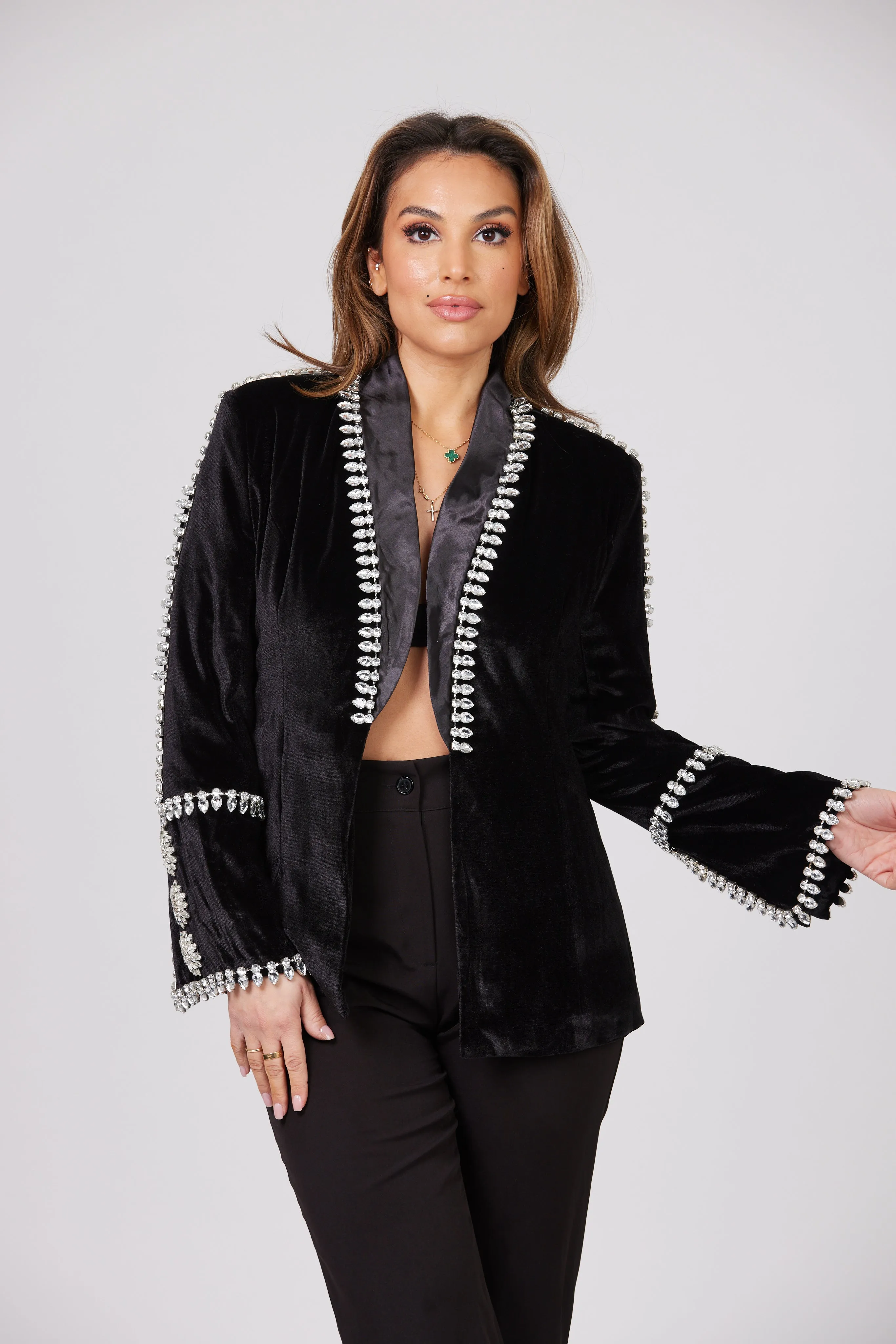 LA MIRAGE RHINESTONES EMBELLISHED BLAZER