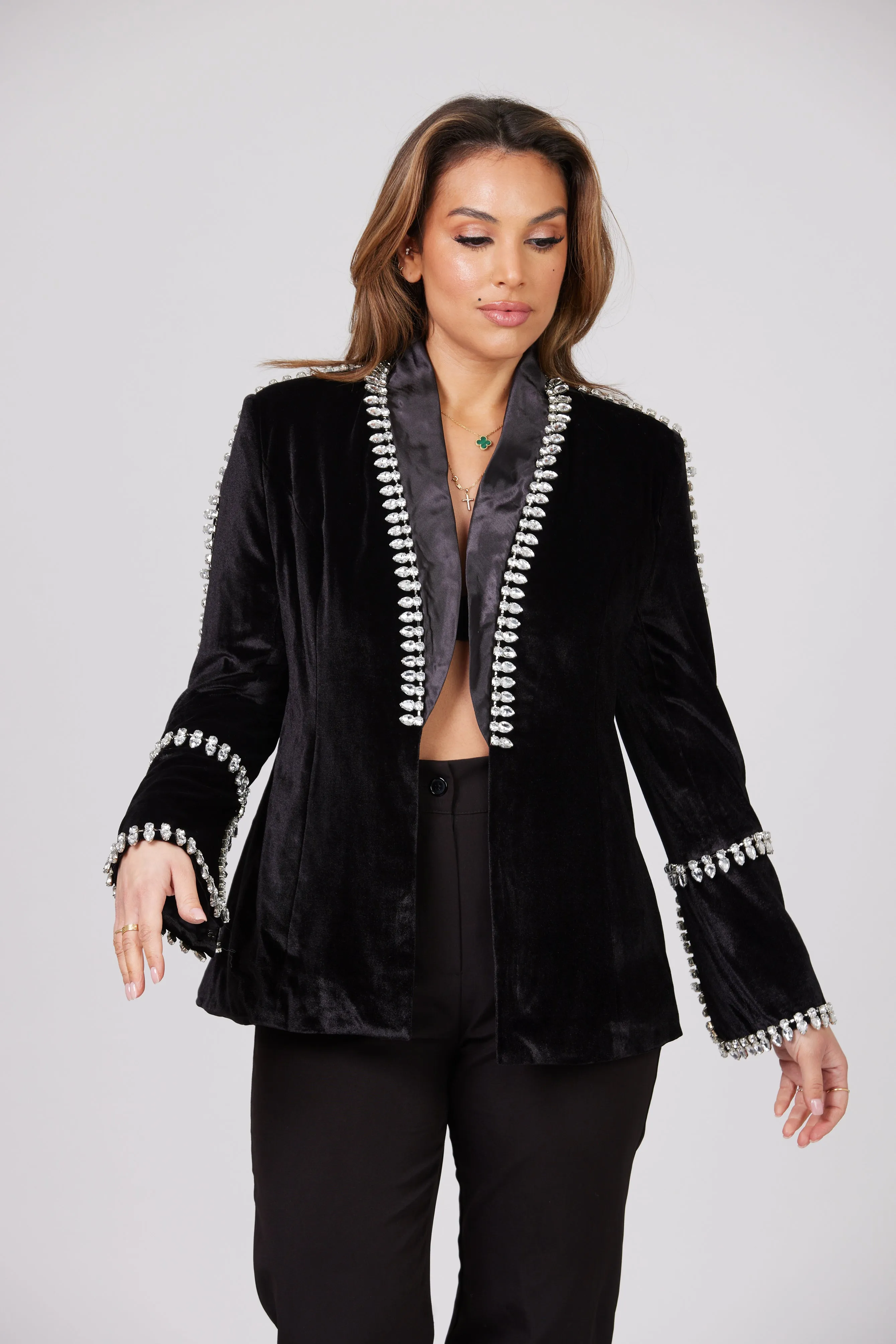 LA MIRAGE RHINESTONES EMBELLISHED BLAZER