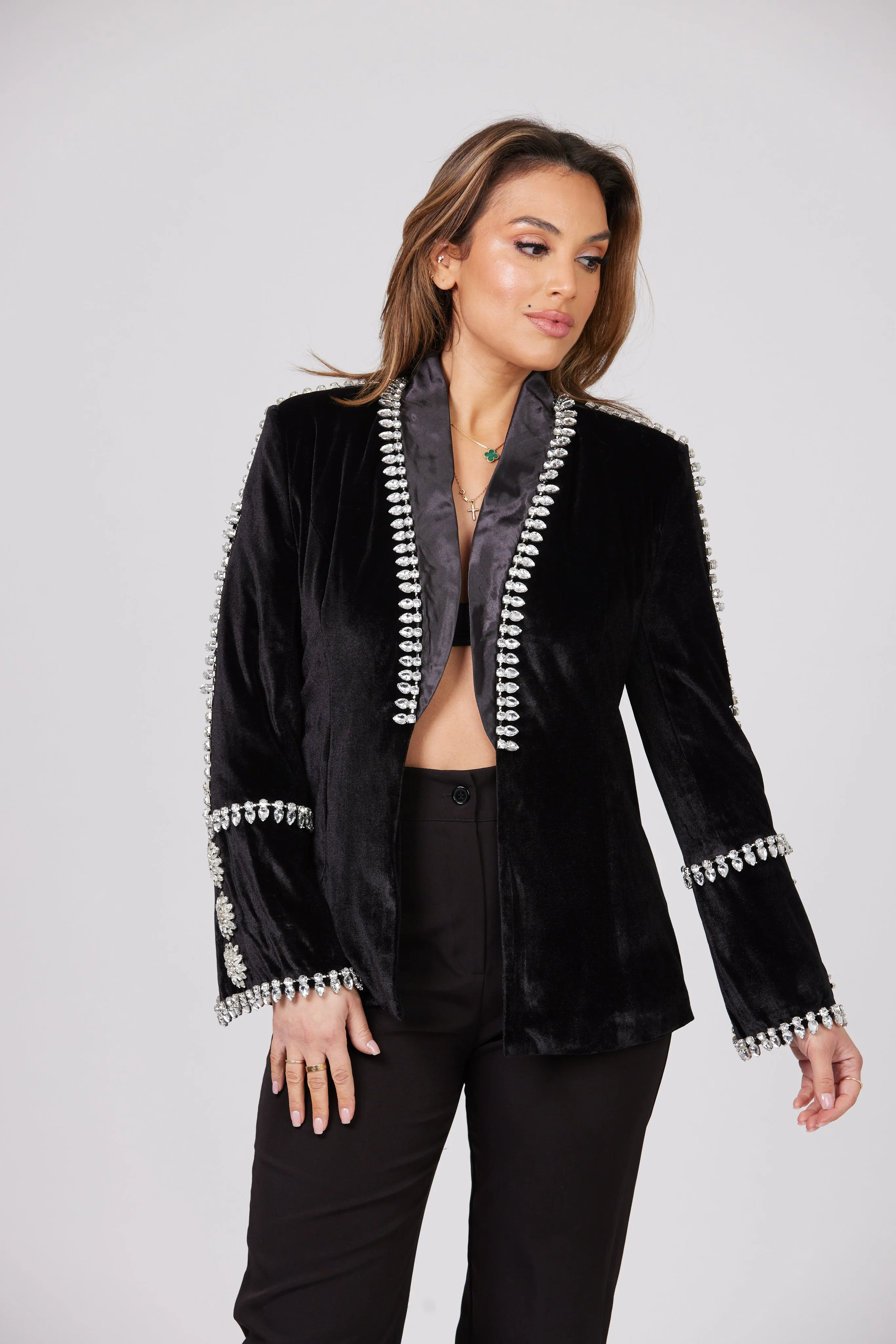 LA MIRAGE RHINESTONES EMBELLISHED BLAZER