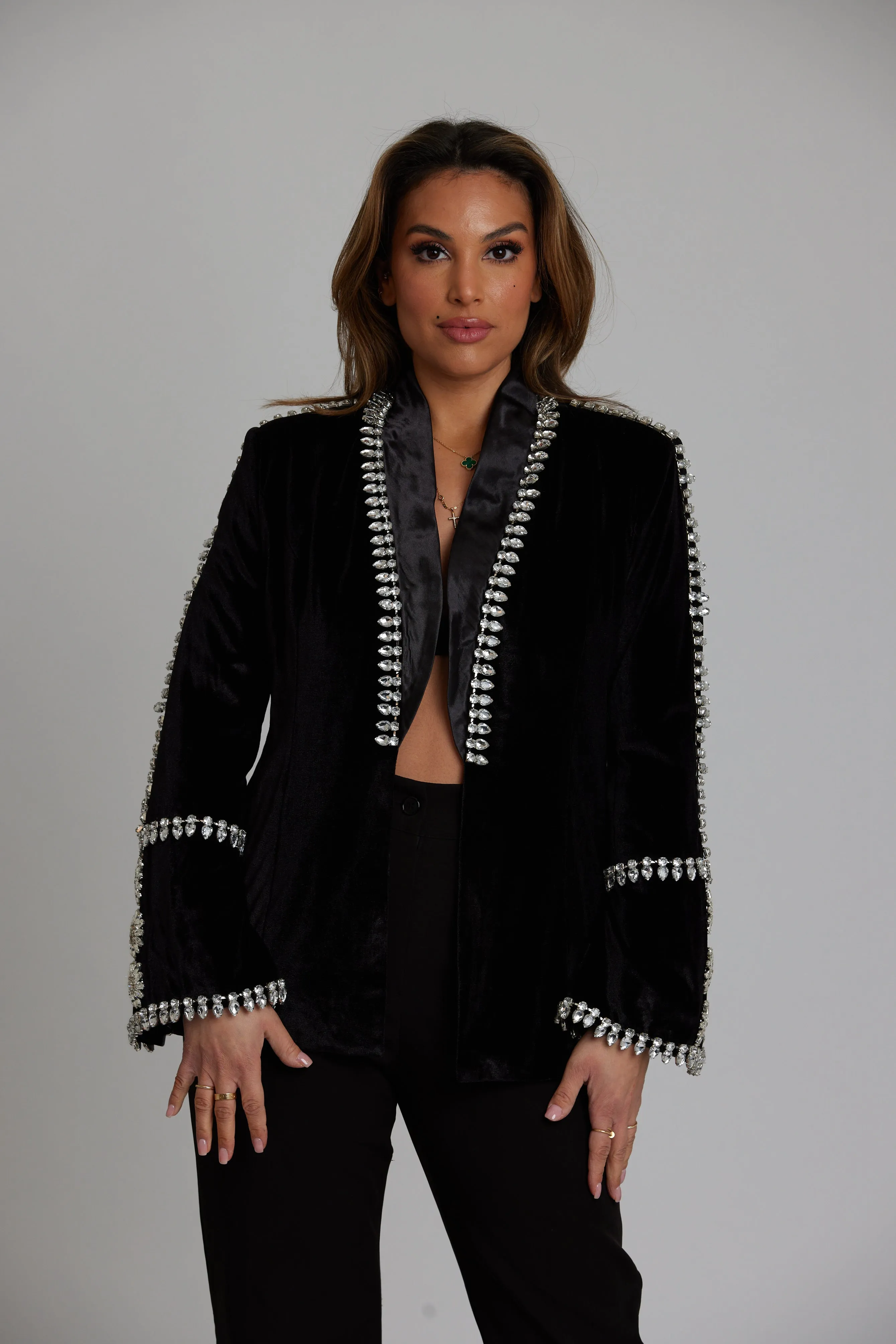 LA MIRAGE RHINESTONES EMBELLISHED BLAZER