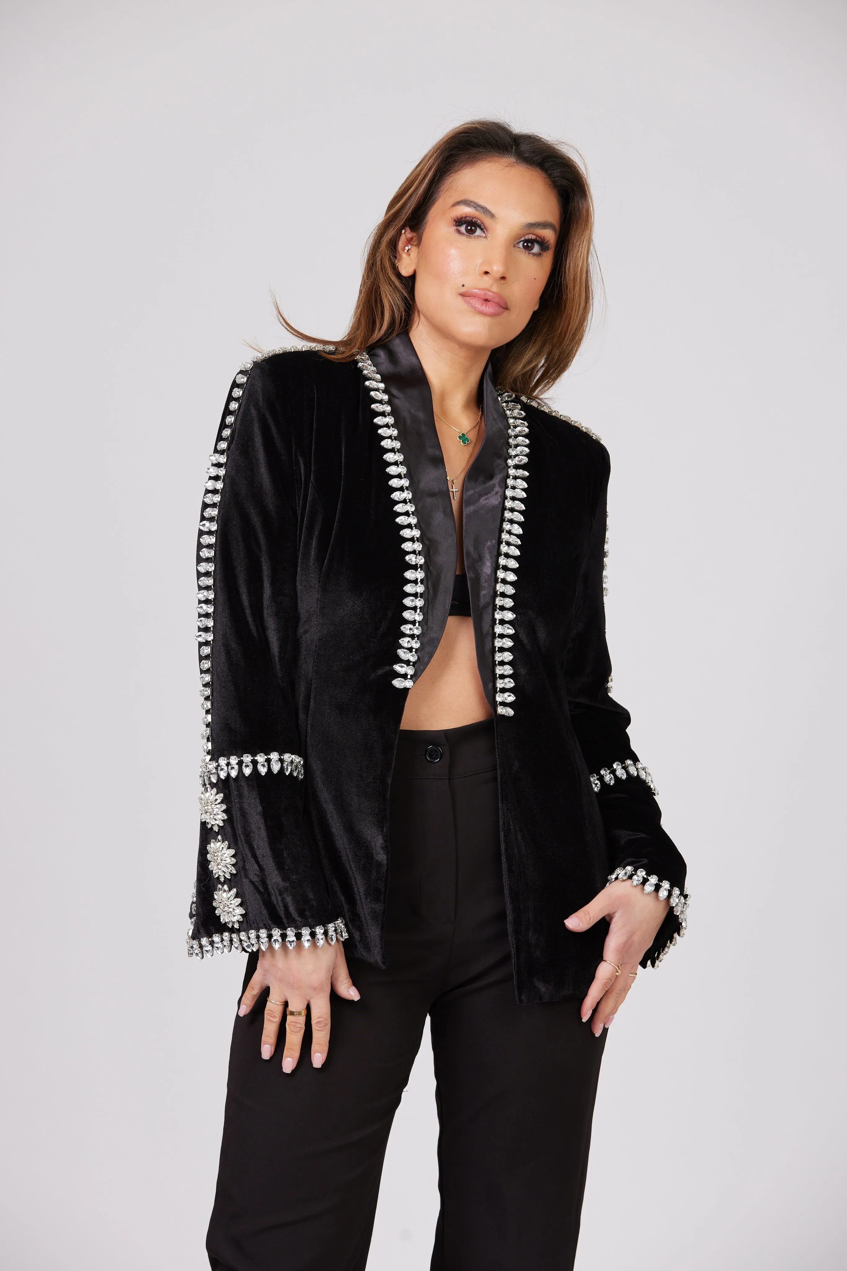 LA MIRAGE RHINESTONES EMBELLISHED BLAZER