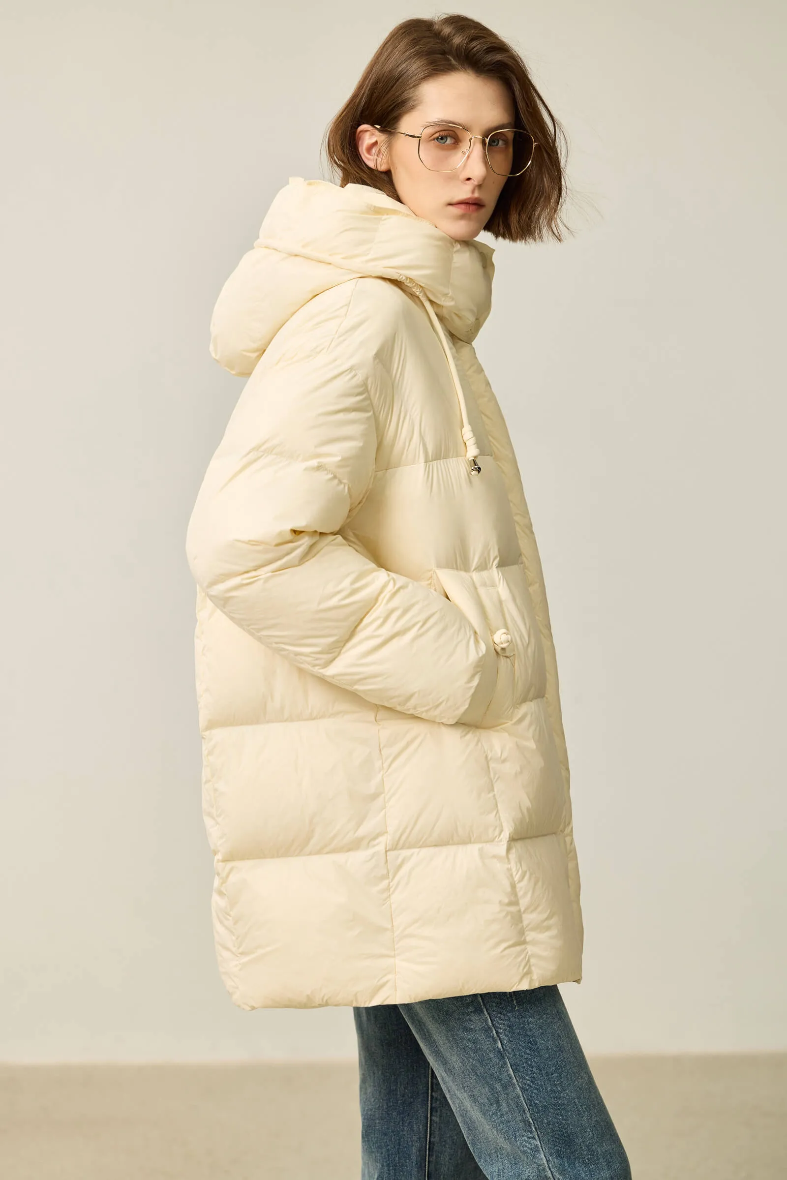 LILY Solid 90% White Duck Down Coat