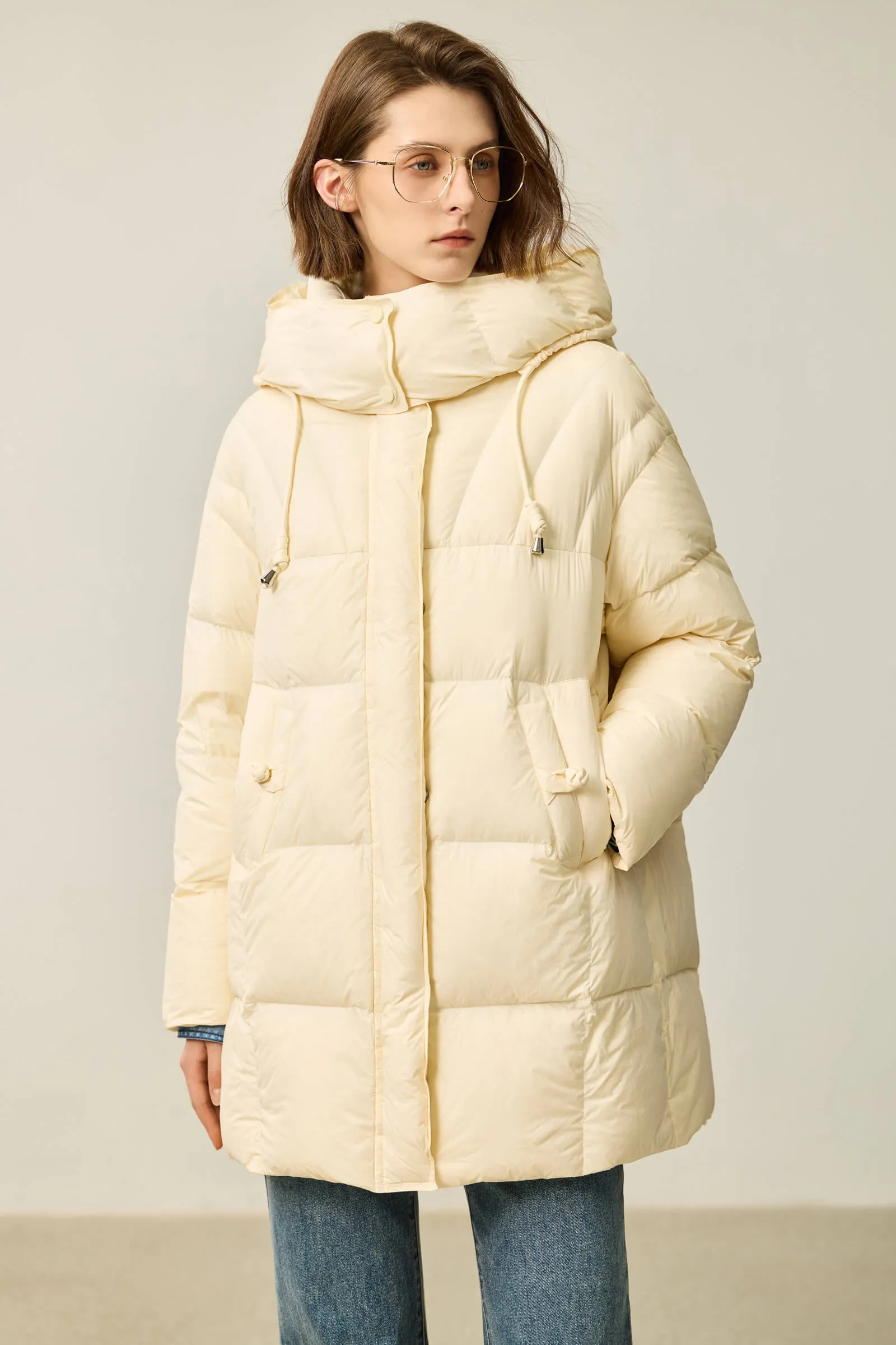 LILY Solid 90% White Duck Down Coat