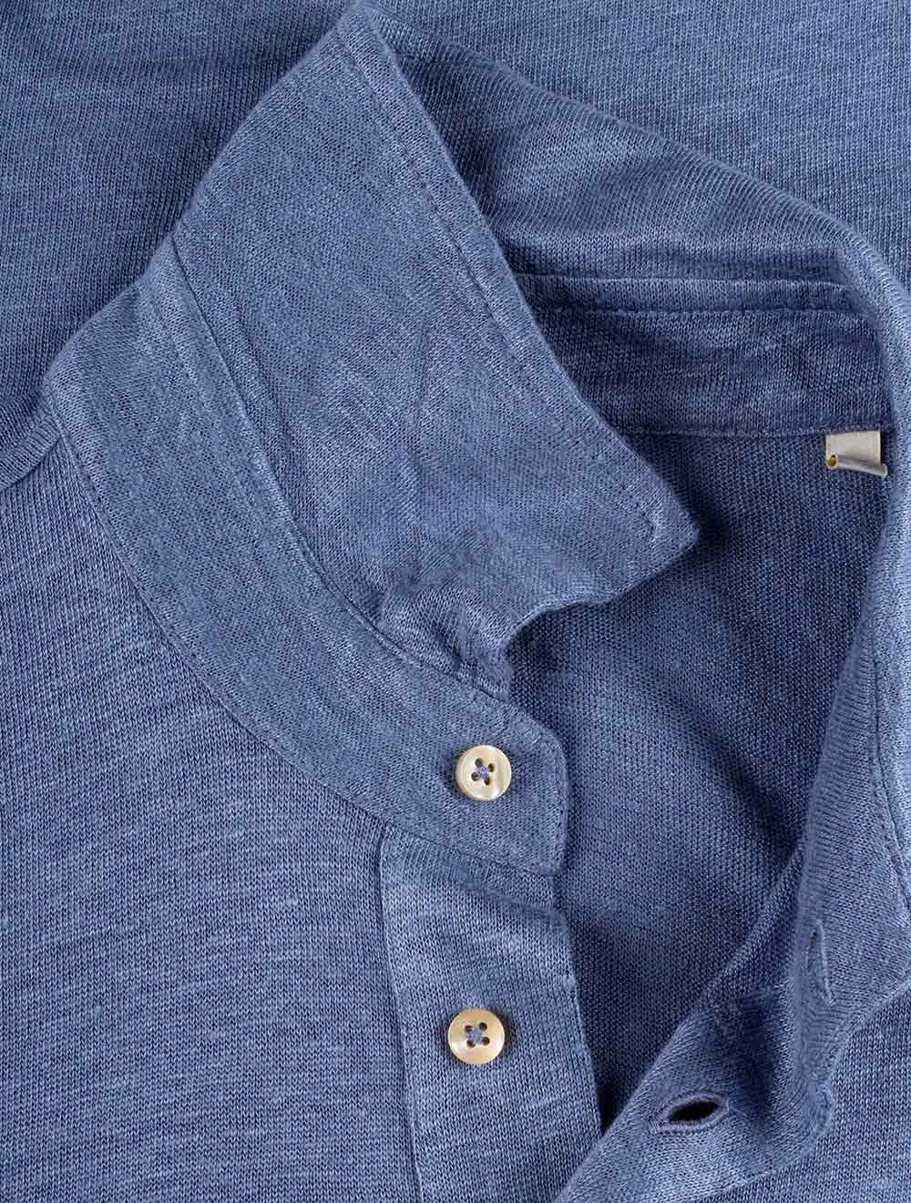 Linen Polo Shirt Blue