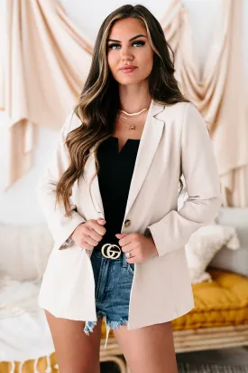 Little Bit Bossy Linen Blazer (Taupe)