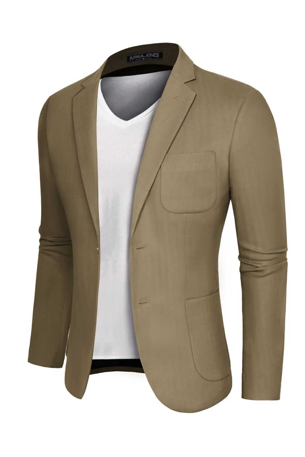 Men Back Slit Blazer Coat Casual Two-Button Notch Lapel V-Neck Suit Coat