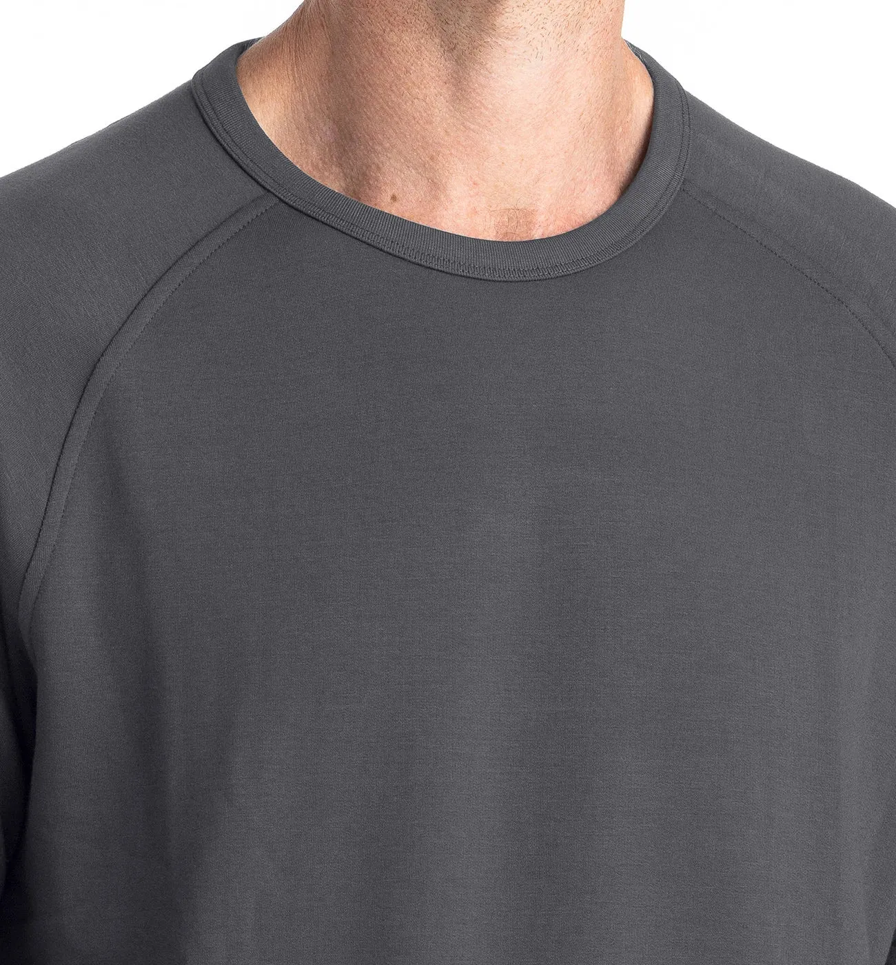 Men's Bamboo Lightweight Fleece Crew - Black Sand