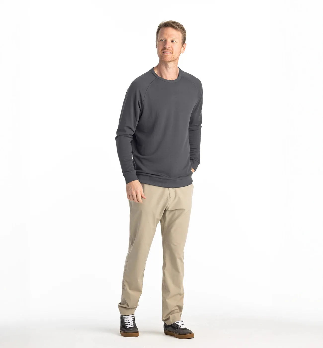 Men's Bamboo Lightweight Fleece Crew - Black Sand