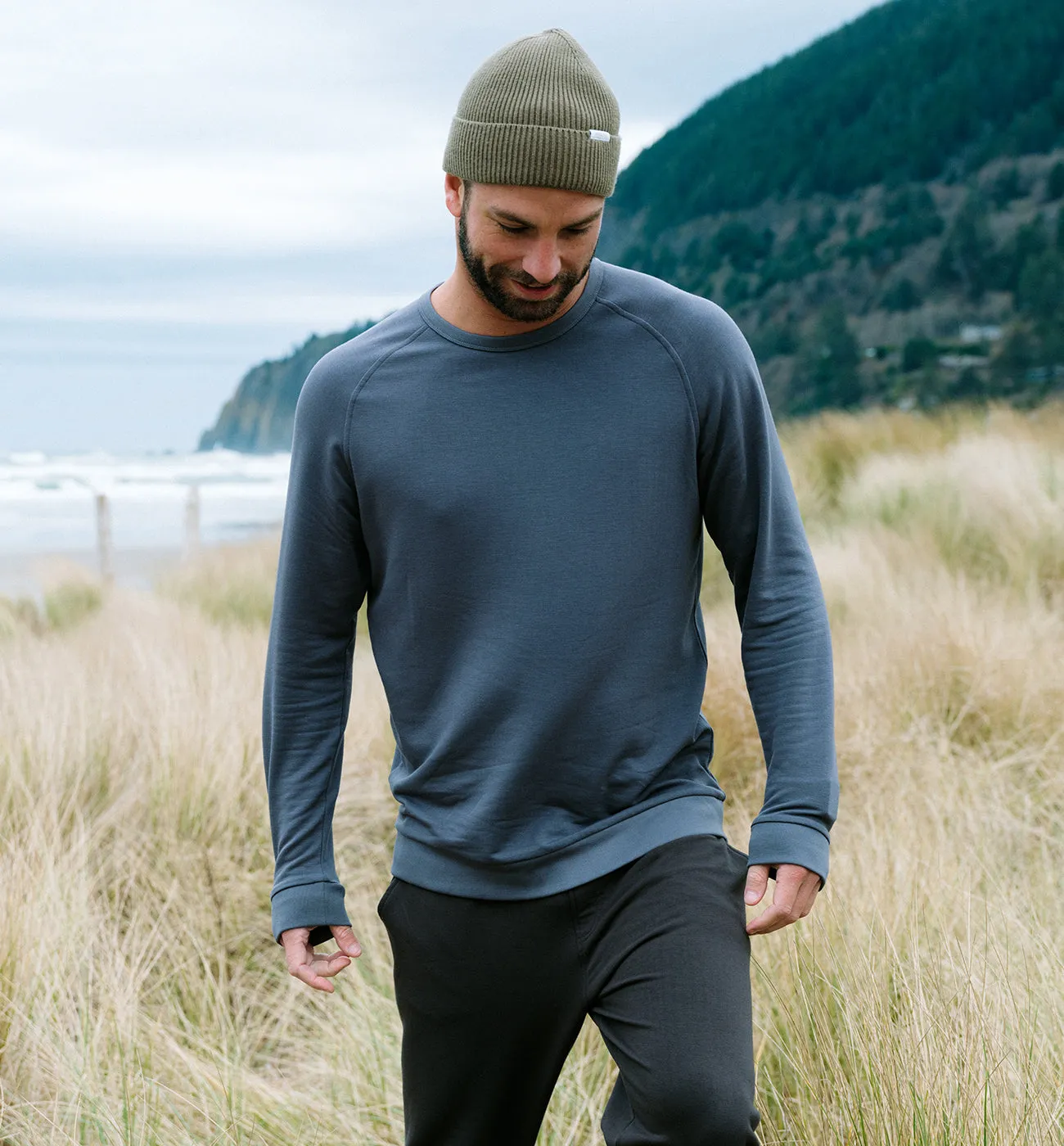 Men's Bamboo Lightweight Fleece Crew - Fatigue