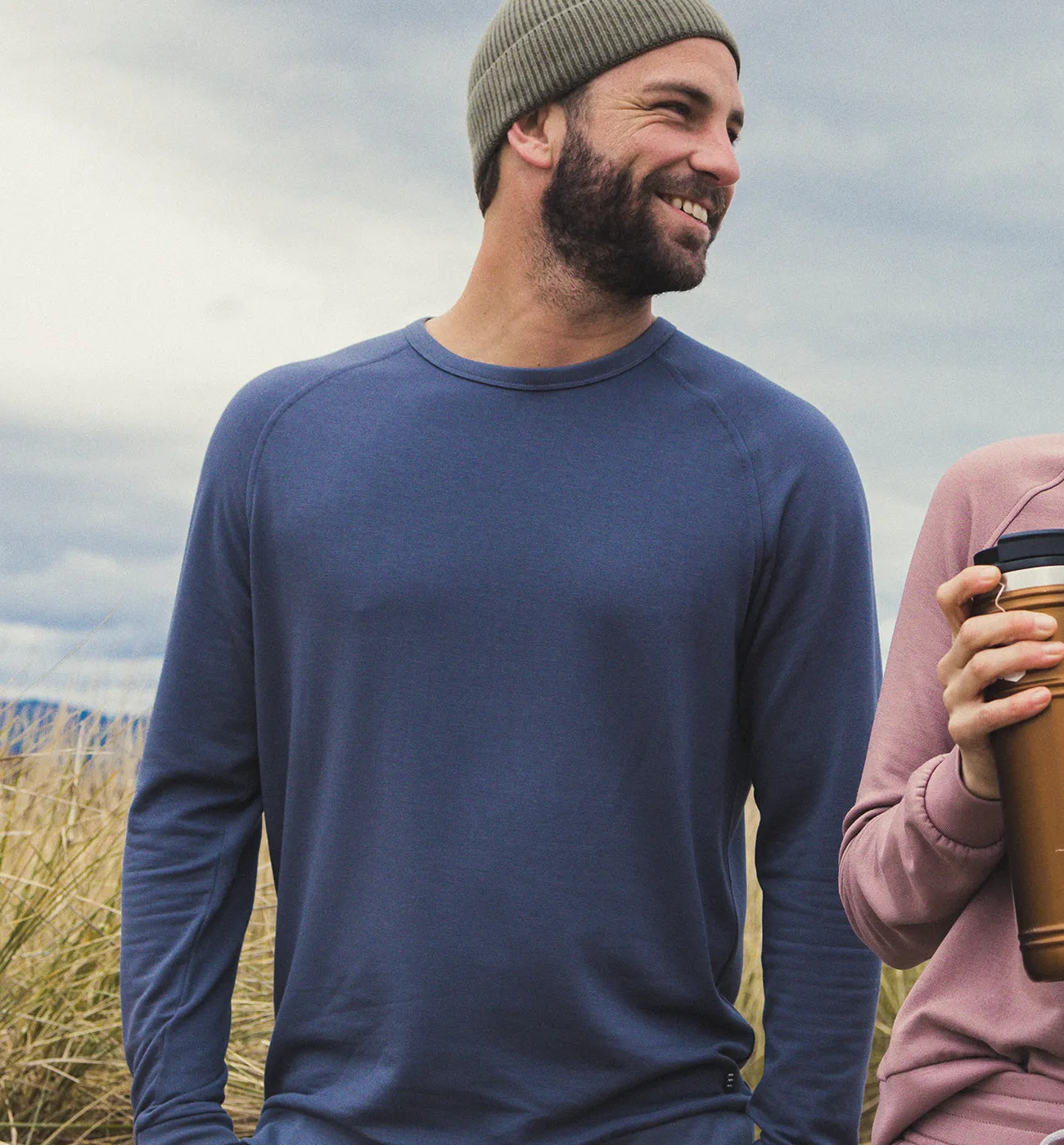 Men's Bamboo Lightweight Fleece Crew - Storm Cloud