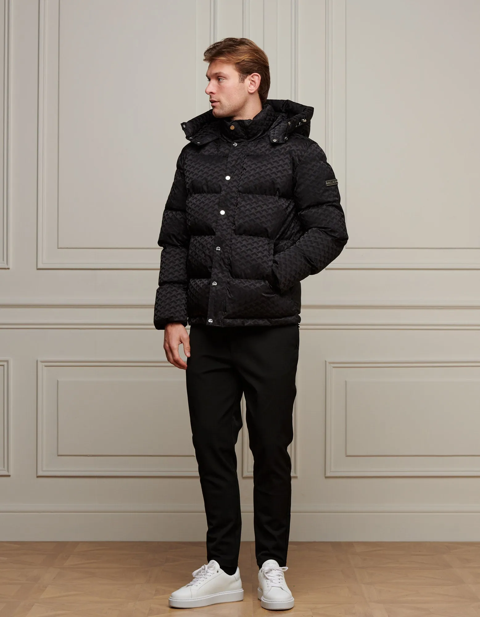 Men's Belier Black Jacquard Illusion Puffer Jacket