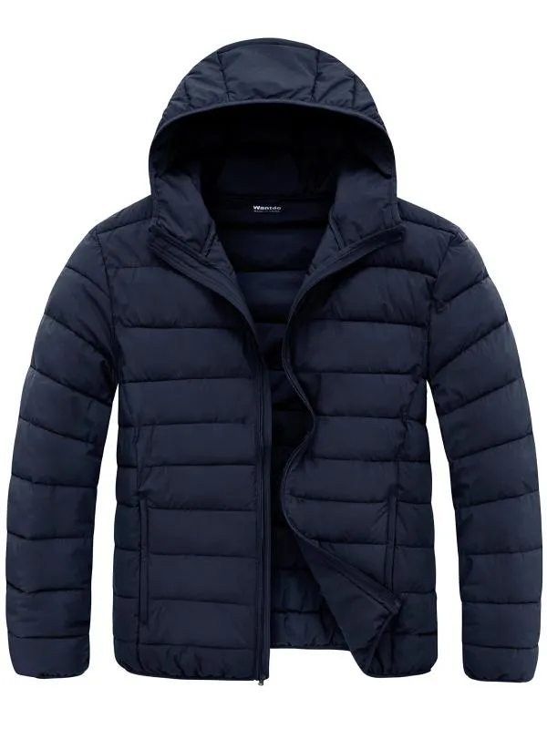 Men's Big and Tall Lightweight Puffer Jacket Plus Size Quilted Warm Winter Coat with Hood