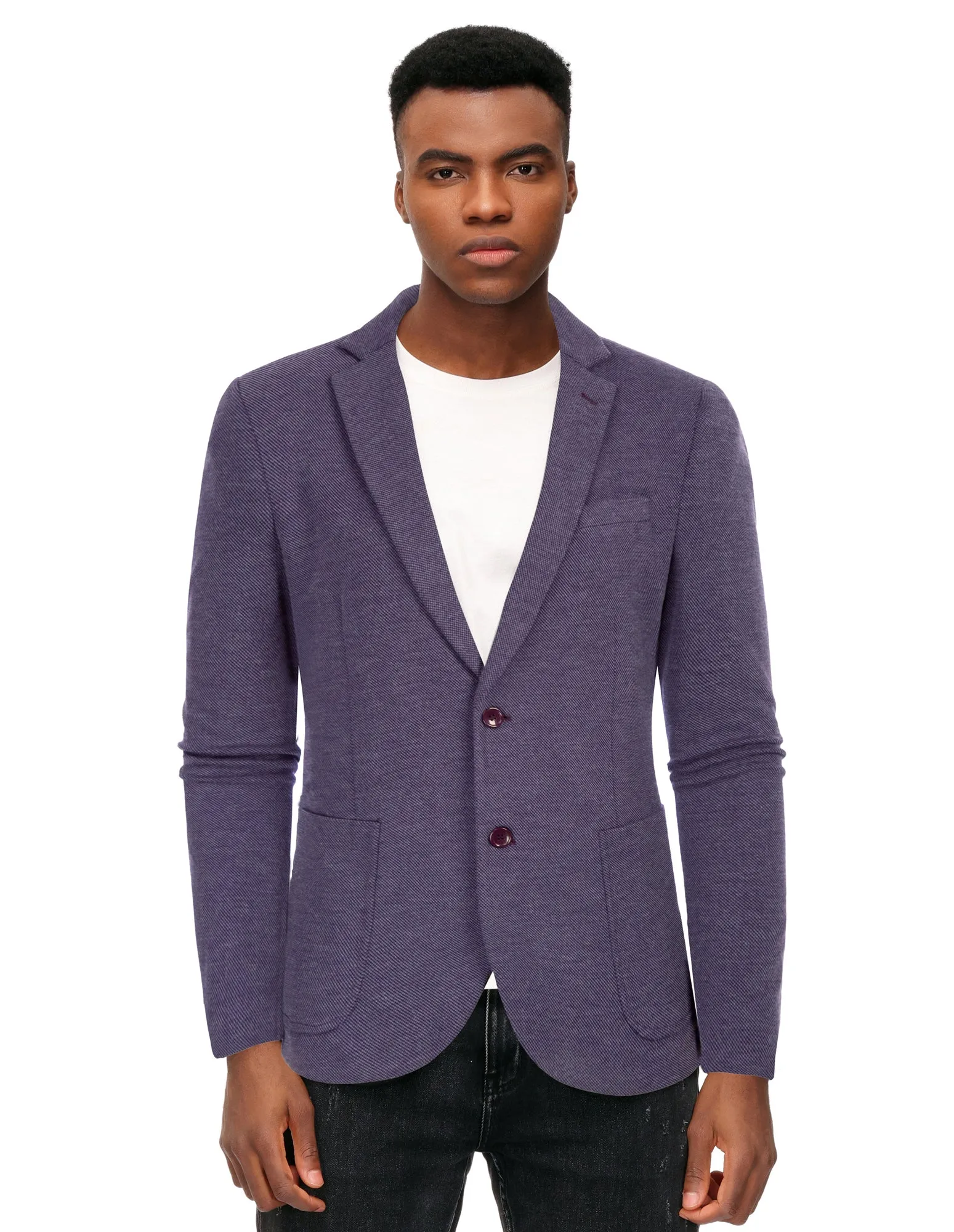 Mens Casual Knit Blazer Two Button Unlined Stretch Sport Coat Suit Jacket