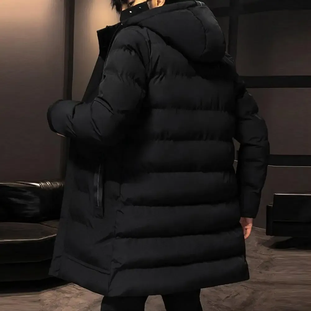 Men's Elegant Long Puffer Jacket with Hood and Zipper | Ideal for Autumn and Winter