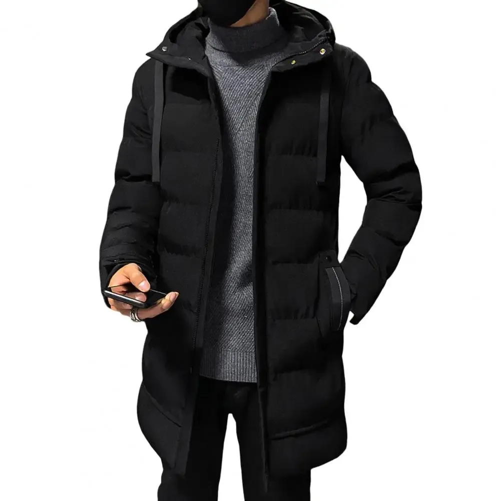 Men's Elegant Long Puffer Jacket with Hood and Zipper | Ideal for Autumn and Winter