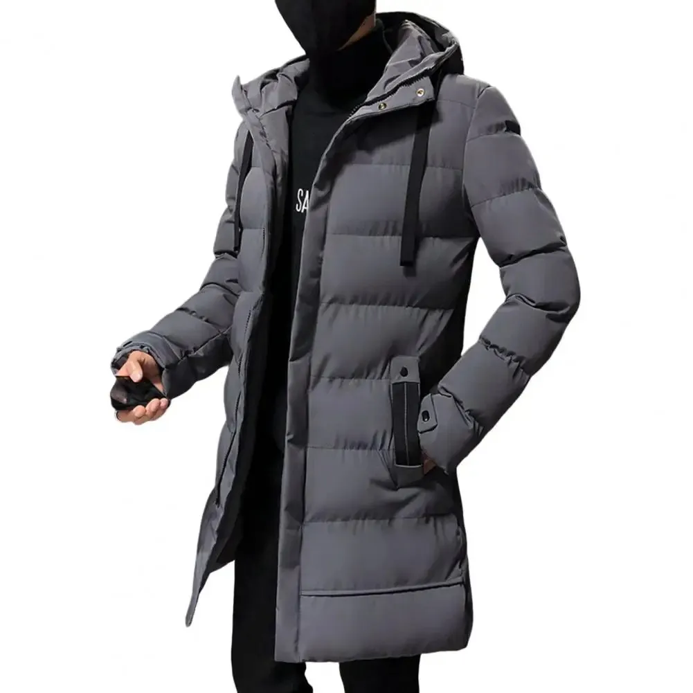 Men's Elegant Long Puffer Jacket with Hood and Zipper | Ideal for Autumn and Winter