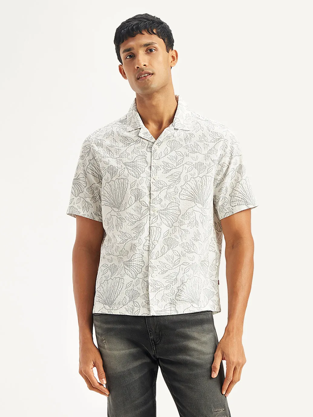 Men's Floral Print Relaxed Fit Camp Shirt