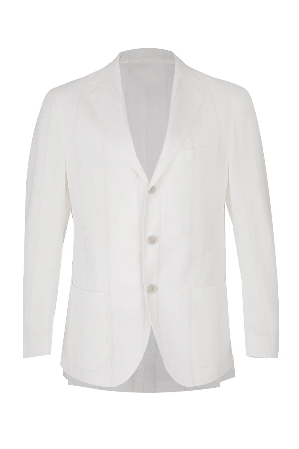 Micro Texture Single Breasted Blazer - White