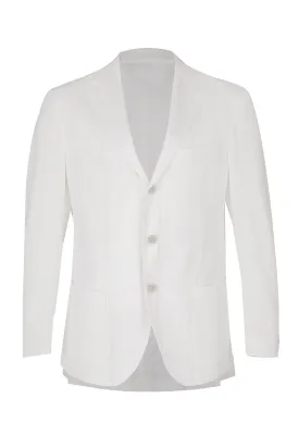 Micro Texture Single Breasted Blazer - White