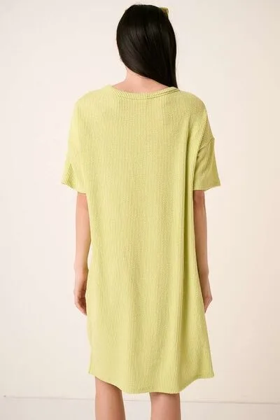 Mittoshop Lime Urban Rib Knit Short Sleeve Tee Dress