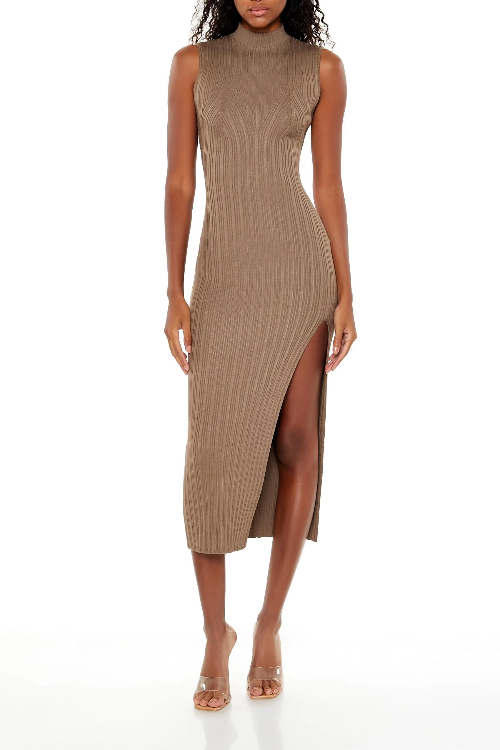 Mock Neck Midi Sweater Dress