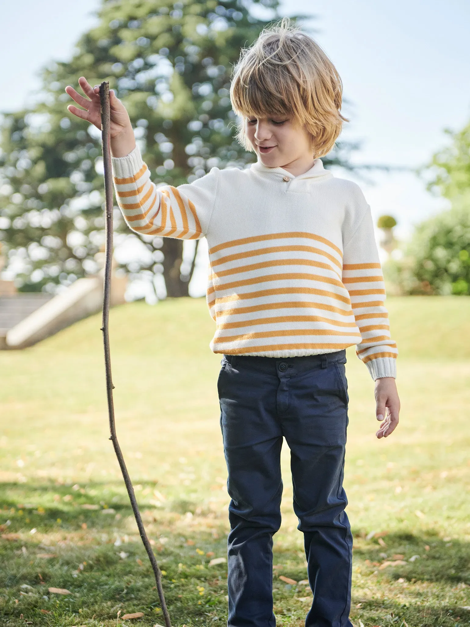 Mustard Stripe Goyo Cotton Boy Jumper