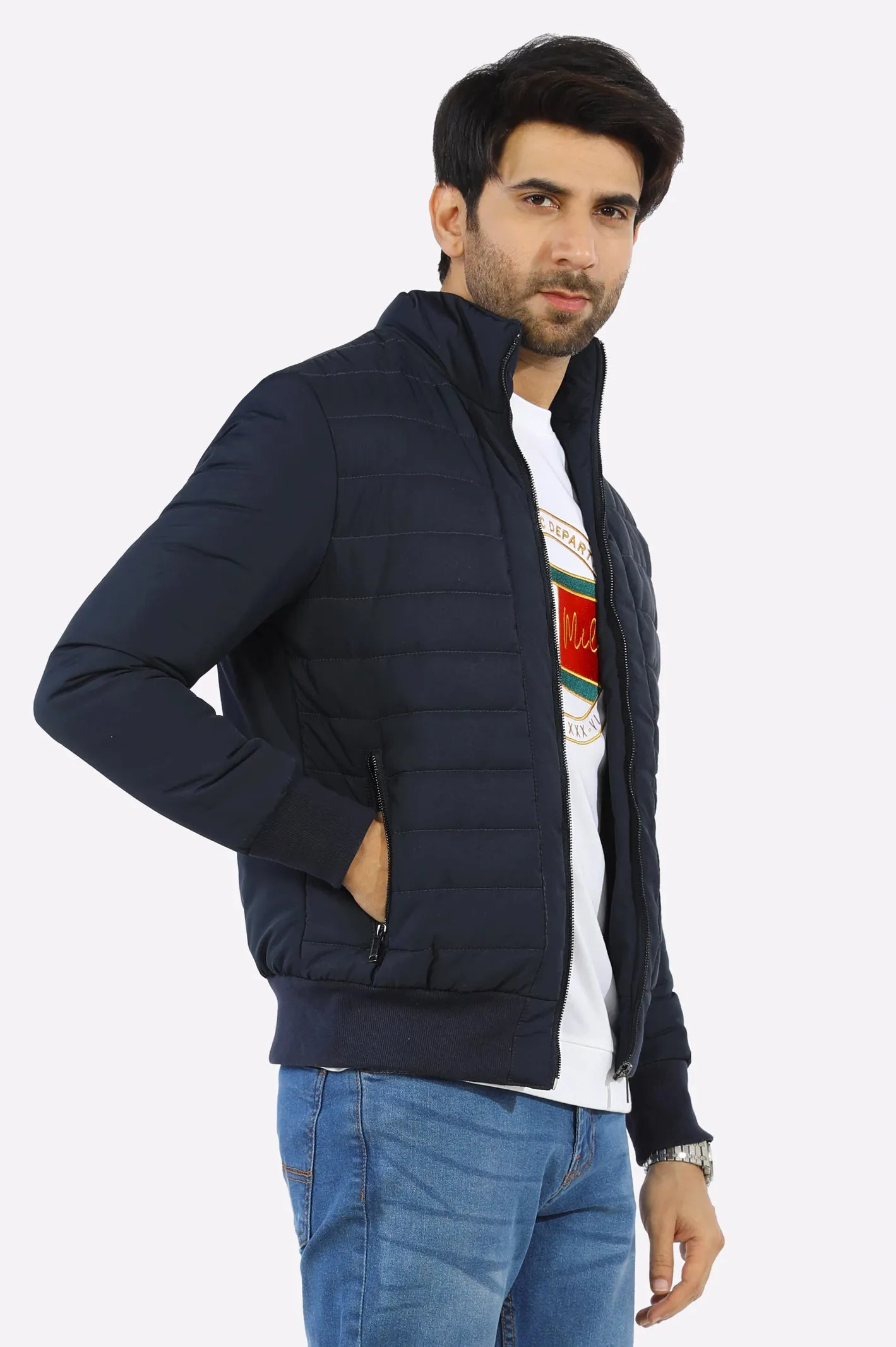 Navy Blue Puffer Jacket for Mens