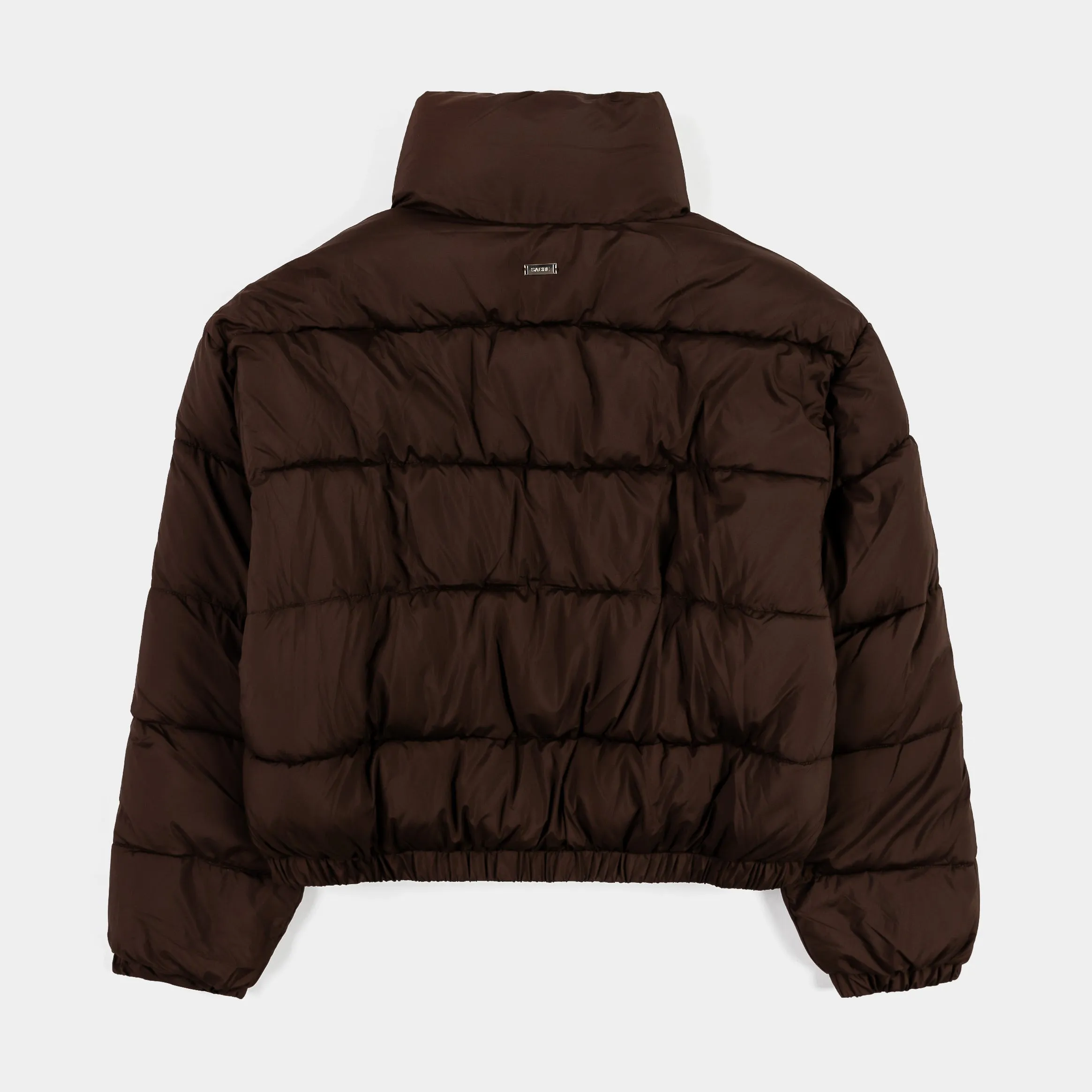 Nylon Puffer Womens Jacket (Brown)