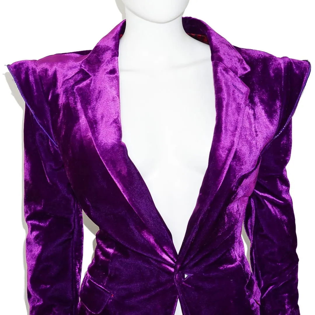 ORANGE CULTURE Purple Velvet Pant Suit