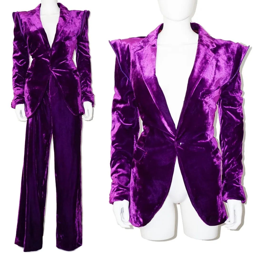 ORANGE CULTURE Purple Velvet Pant Suit