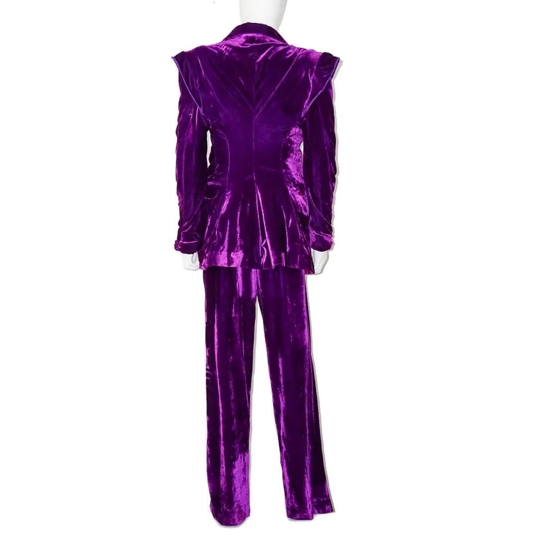 ORANGE CULTURE Purple Velvet Pant Suit