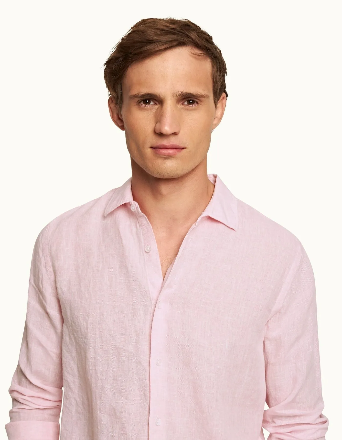 ORLEBAR BROWN Mens Linen Shirt PALE PINK