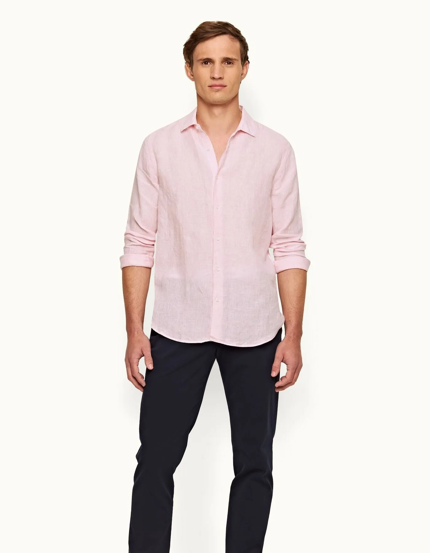 ORLEBAR BROWN Mens Linen Shirt PALE PINK