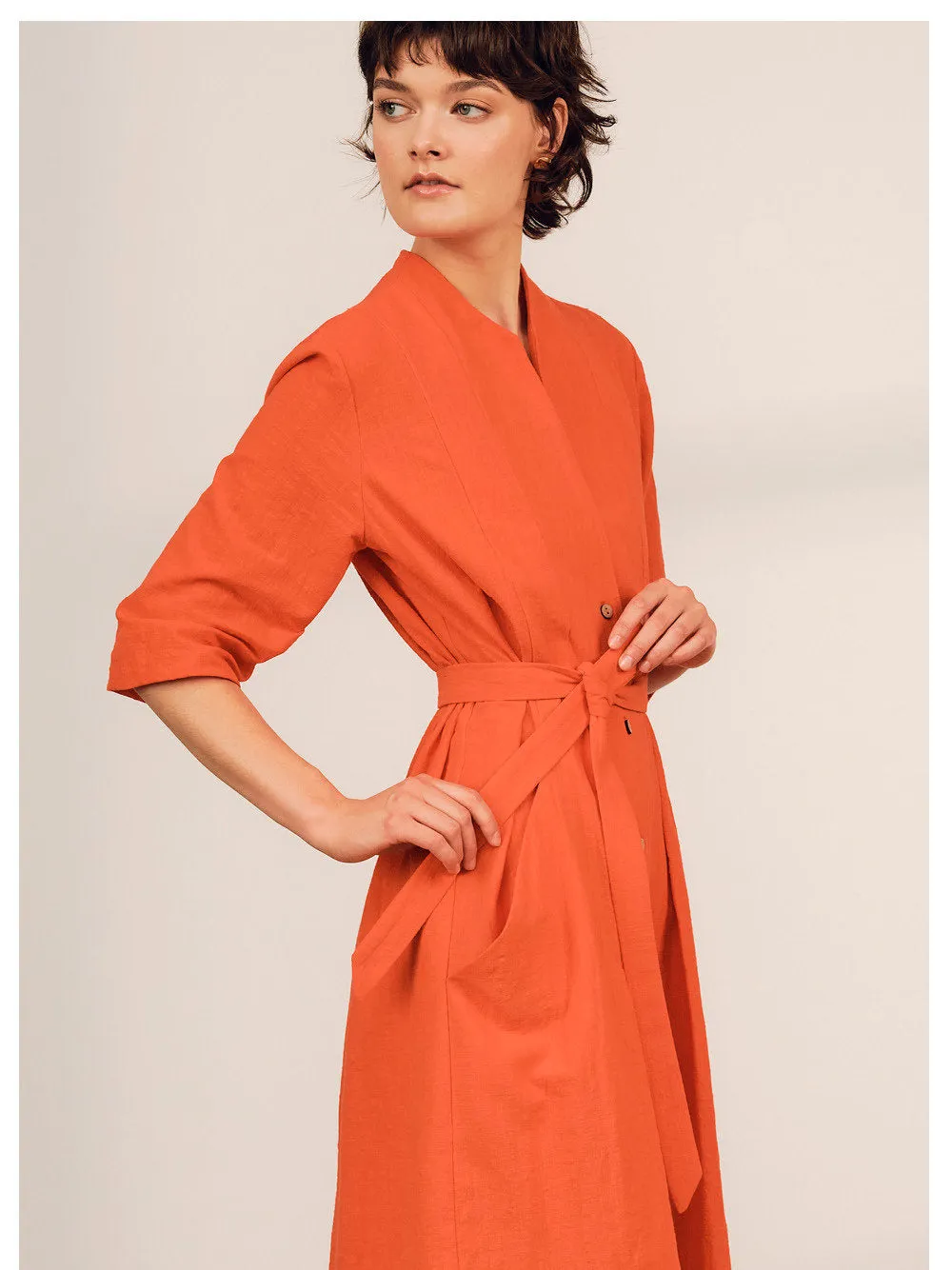 Orlop Dress in Coral Red