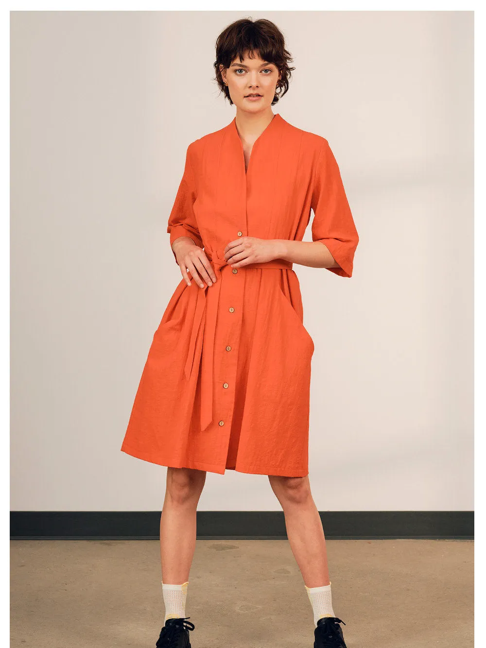 Orlop Dress in Coral Red