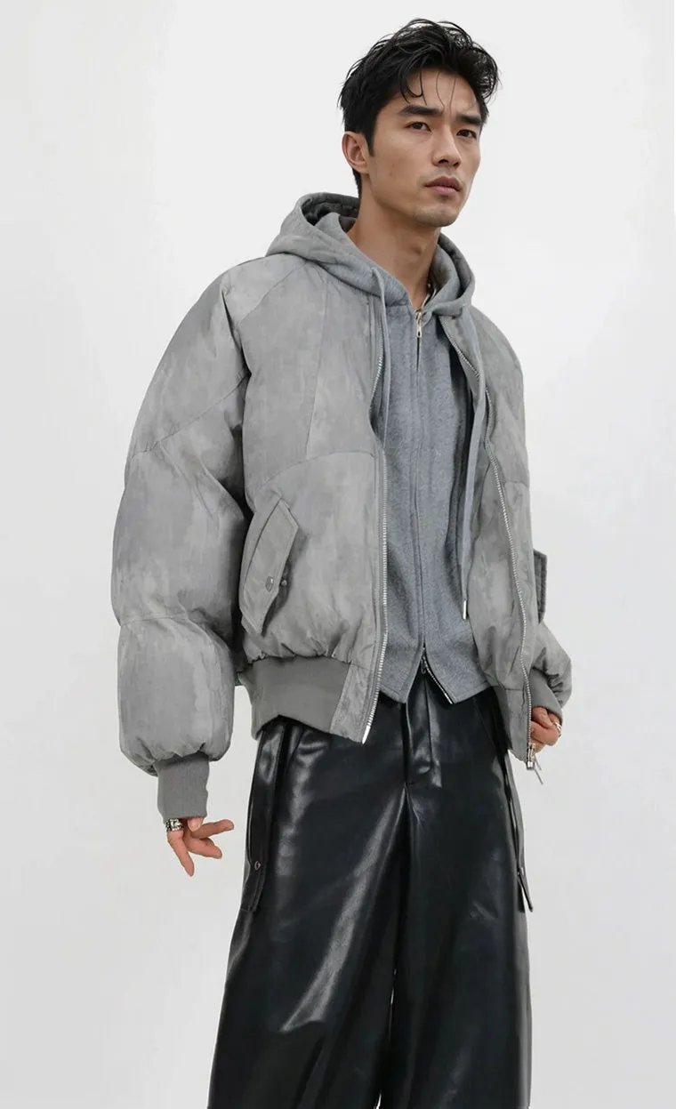 Oversized Mock Two-Piece Hooded Puffer Jacket