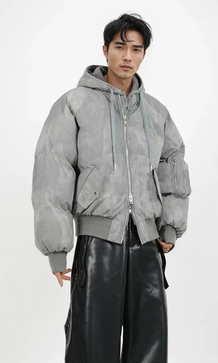 Oversized Mock Two-Piece Hooded Puffer Jacket