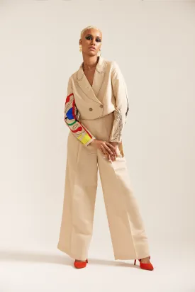 Paint Stain Linen Cropped Jacket Co-ord