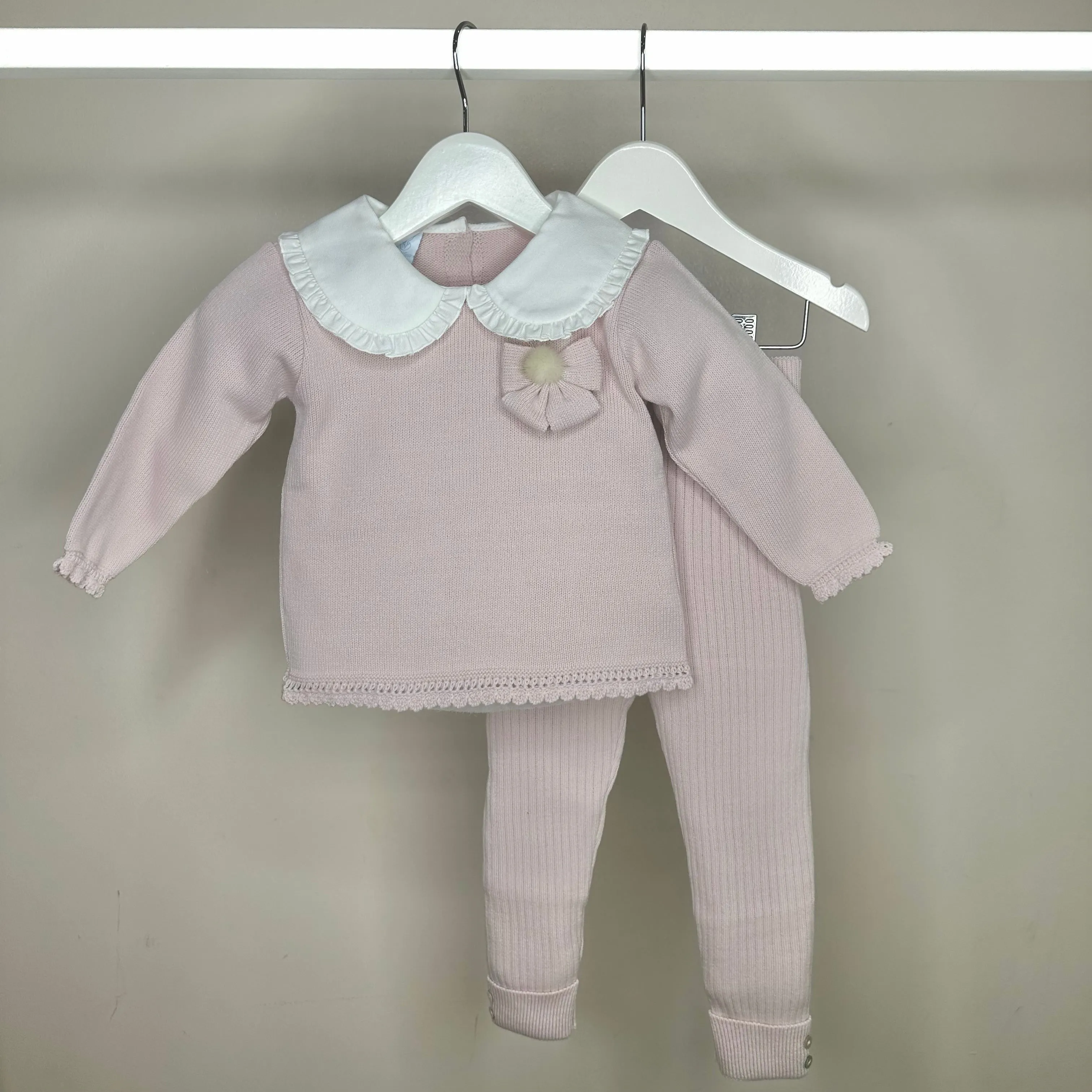 Pink Knitted Girls Tracksuit