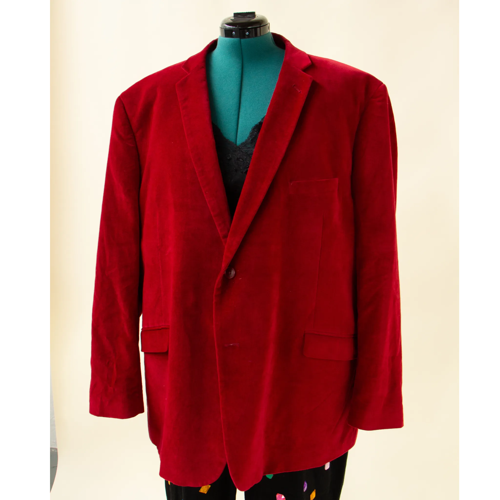 Plus Size Red Velvet Blazer