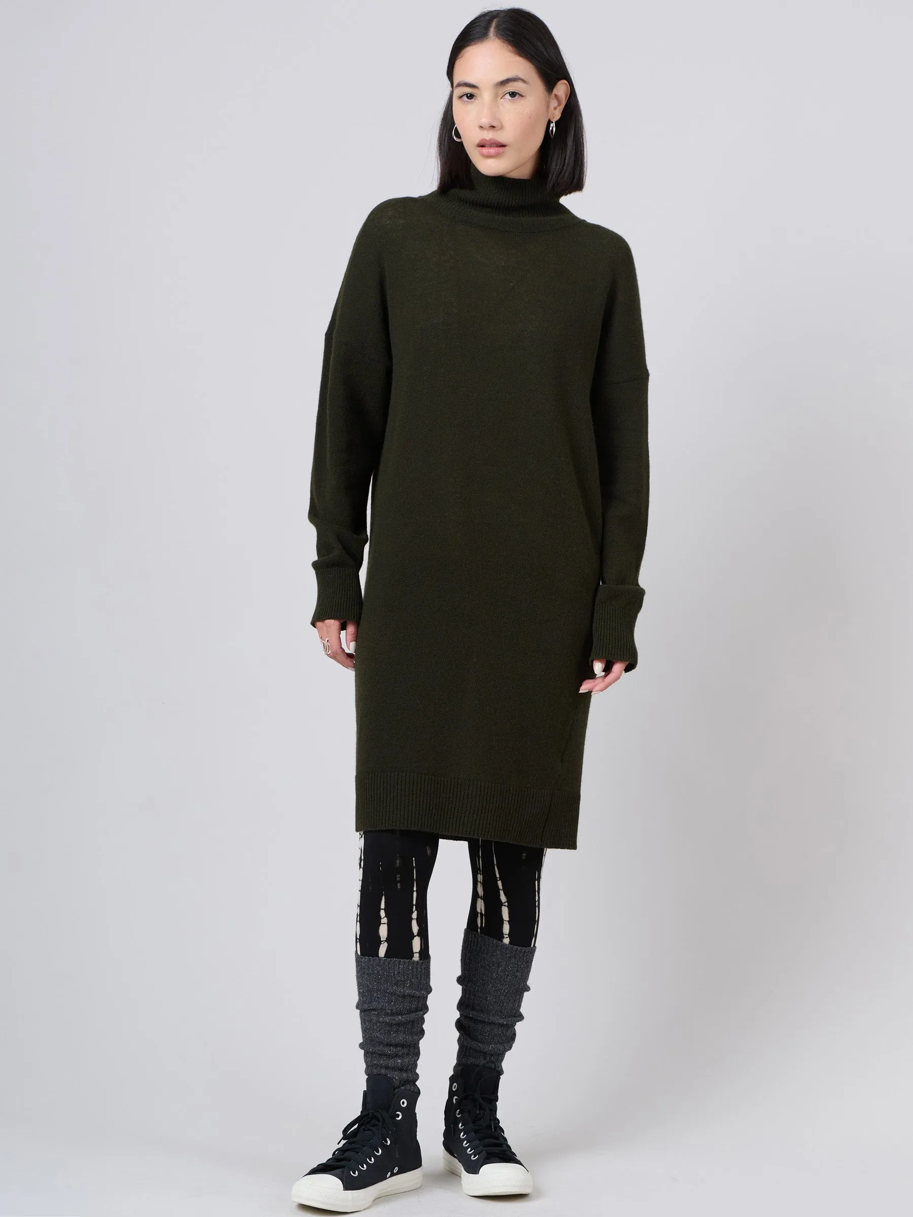 Pure Wool Oversized Turtle Neck Dress