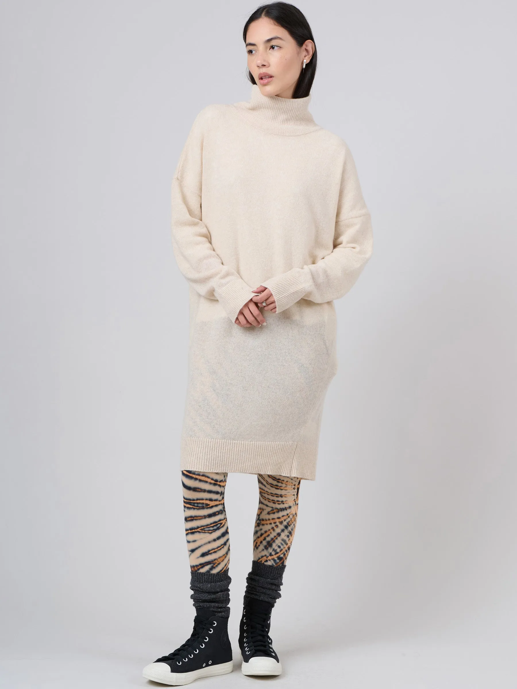 Pure Wool Oversized Turtle Neck Dress