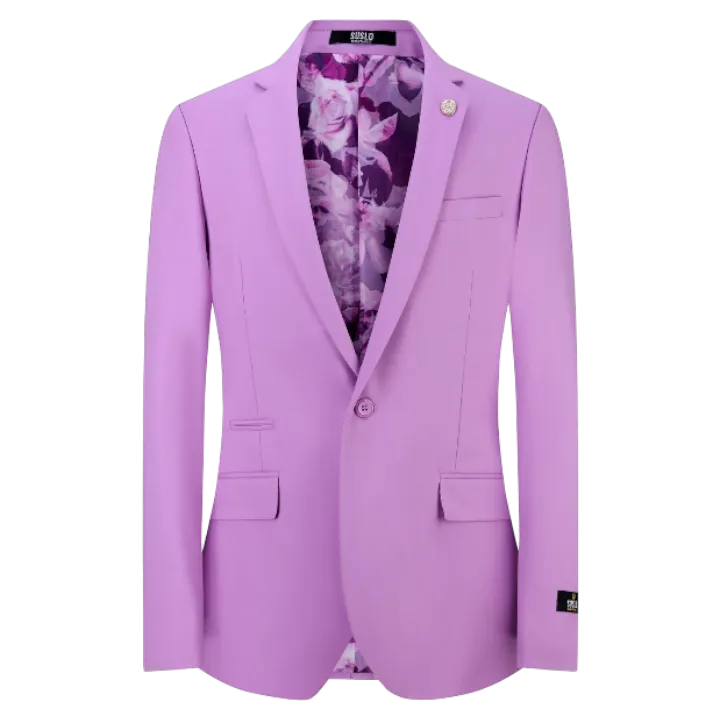 Purple Men's Blazer Jacket Stretch Fabric Notch Lapel Slim-Fit Style-S1601